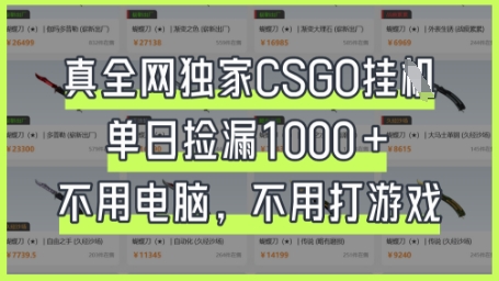 真全网独家CSGO挂G，单日捡漏1k+【揭秘】-小yi资源站
